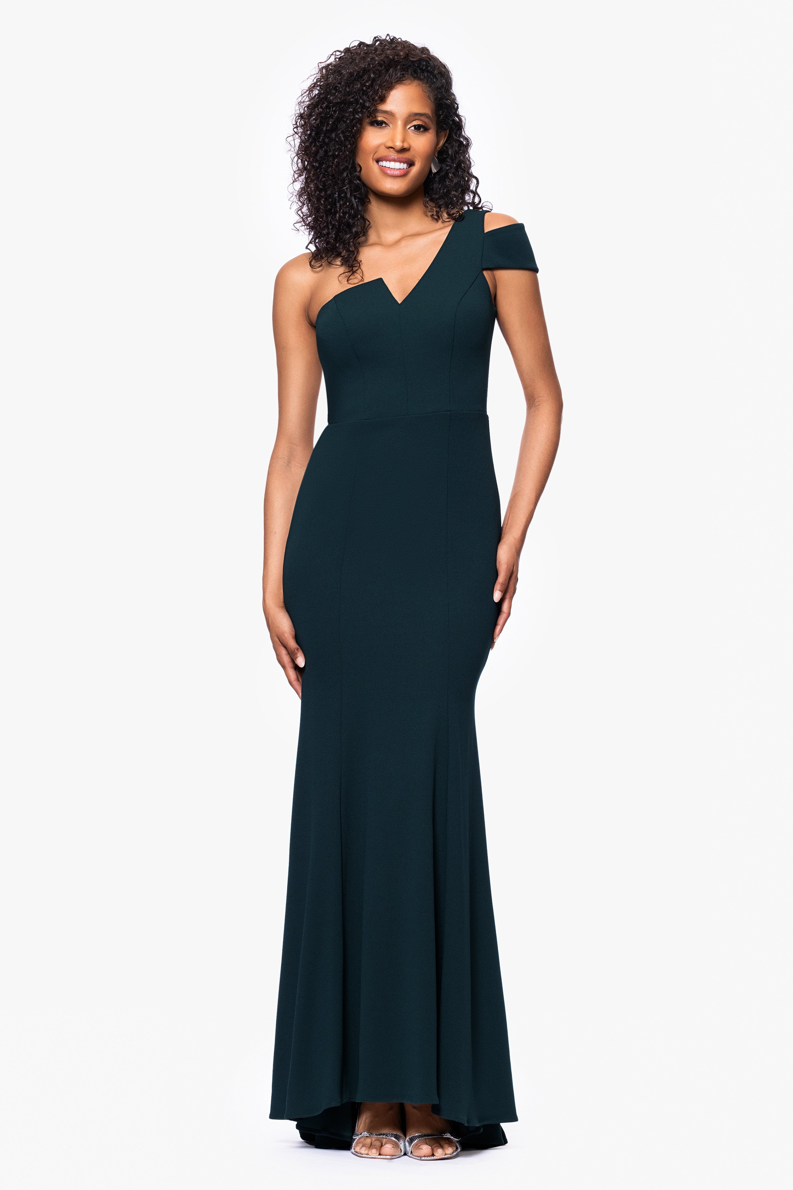 "Paulina" Cutout One Shoulder Floor Length Gown