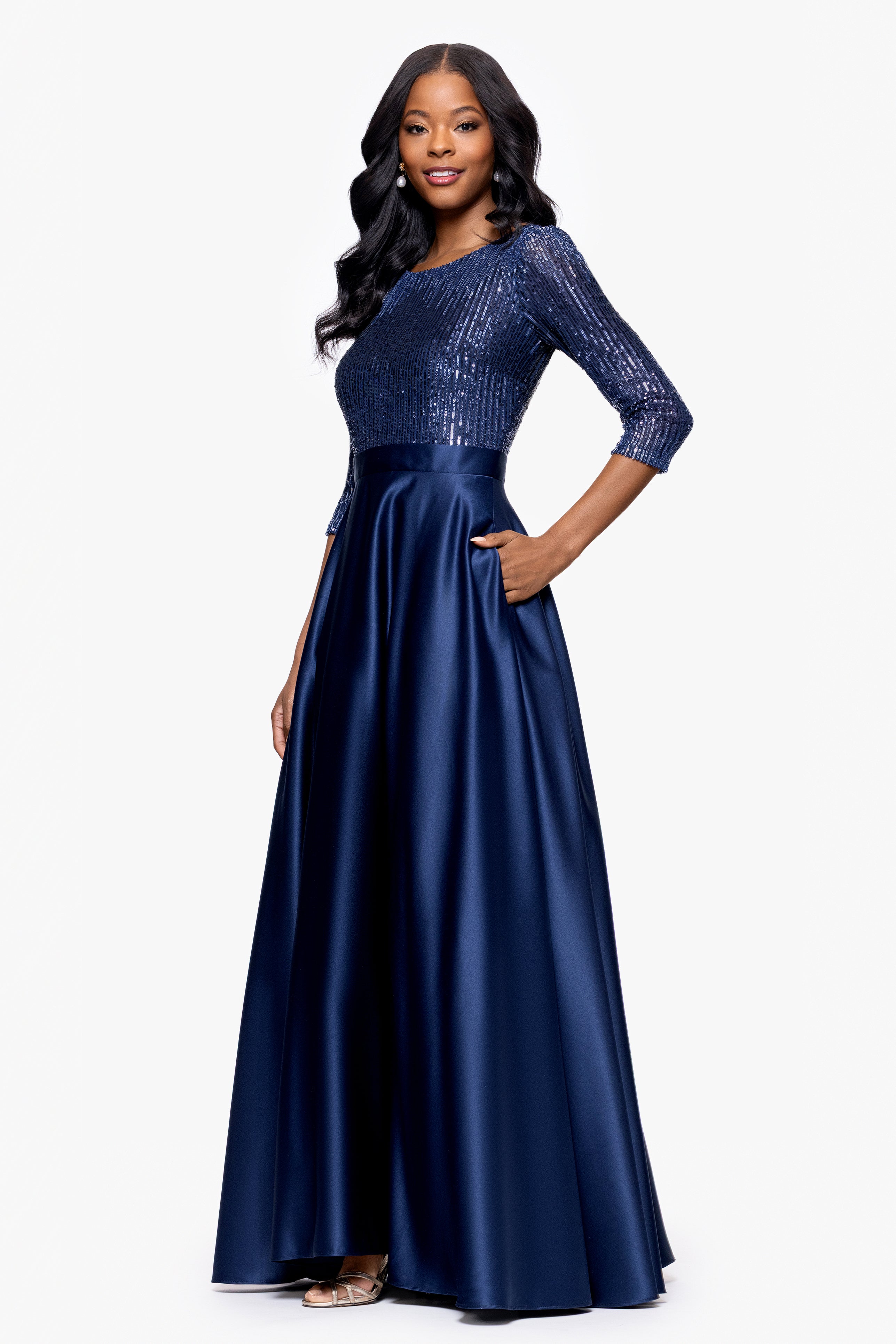 "Quinn" Embellished Sequin Ballgown