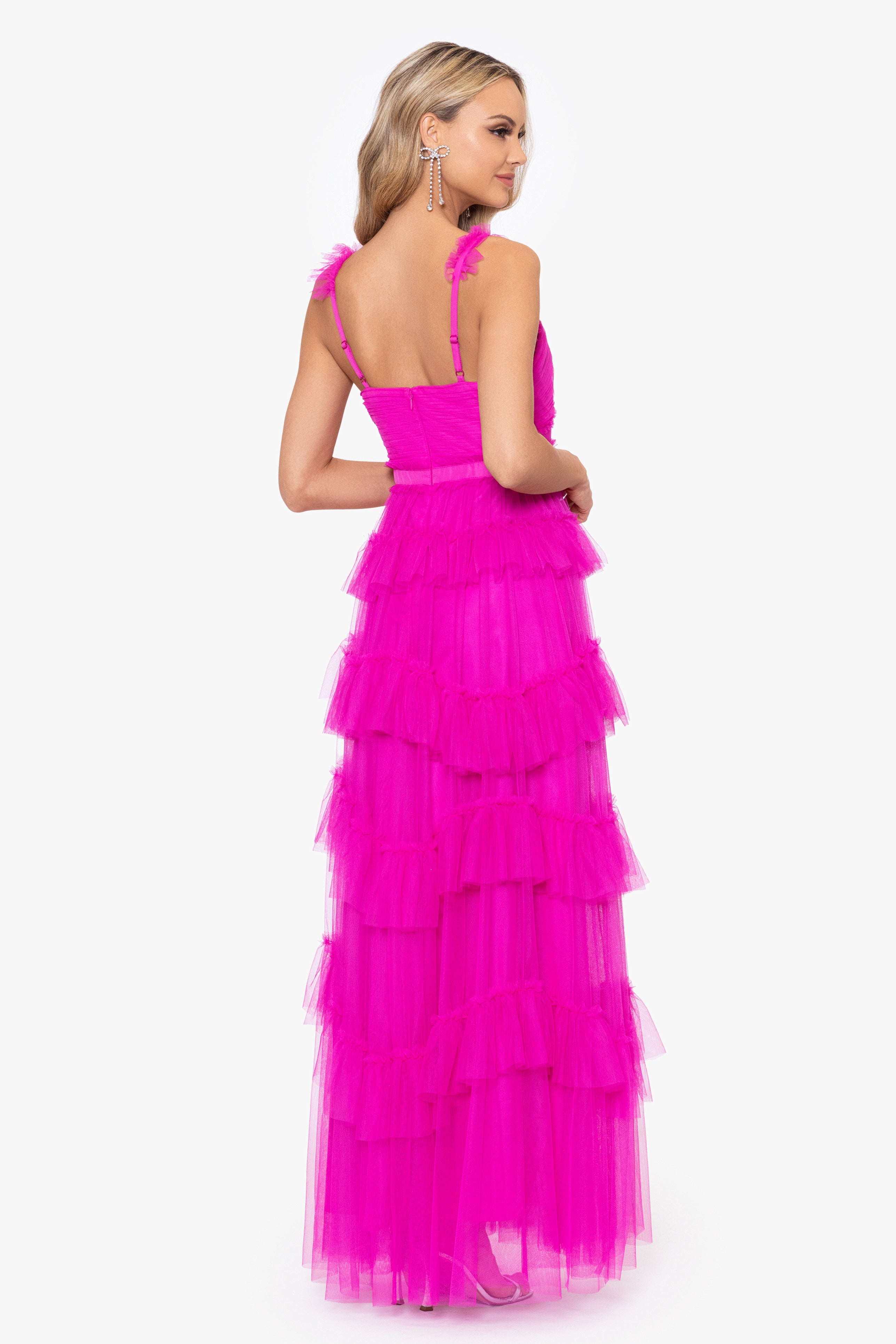 "Gigi" Long Ruffle Mesh Dress