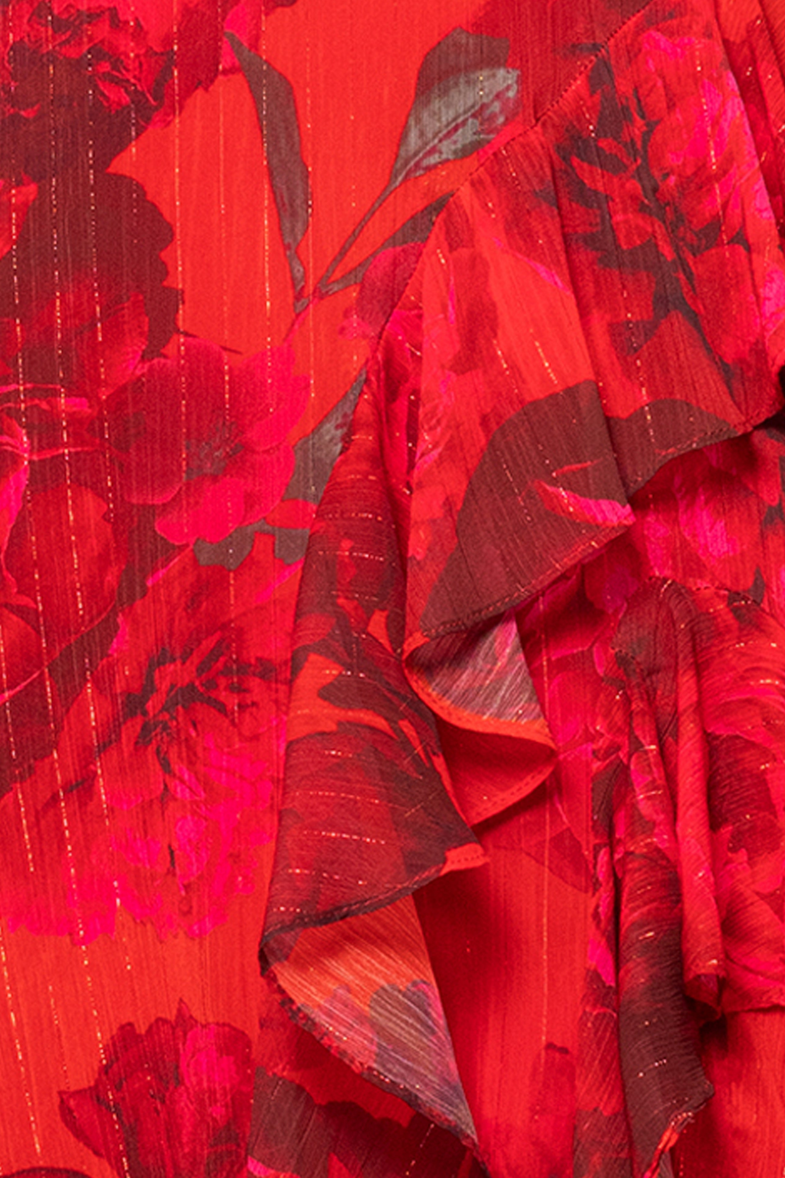 "Ramona" Print Chiffon Ruffle Floor Length Dress