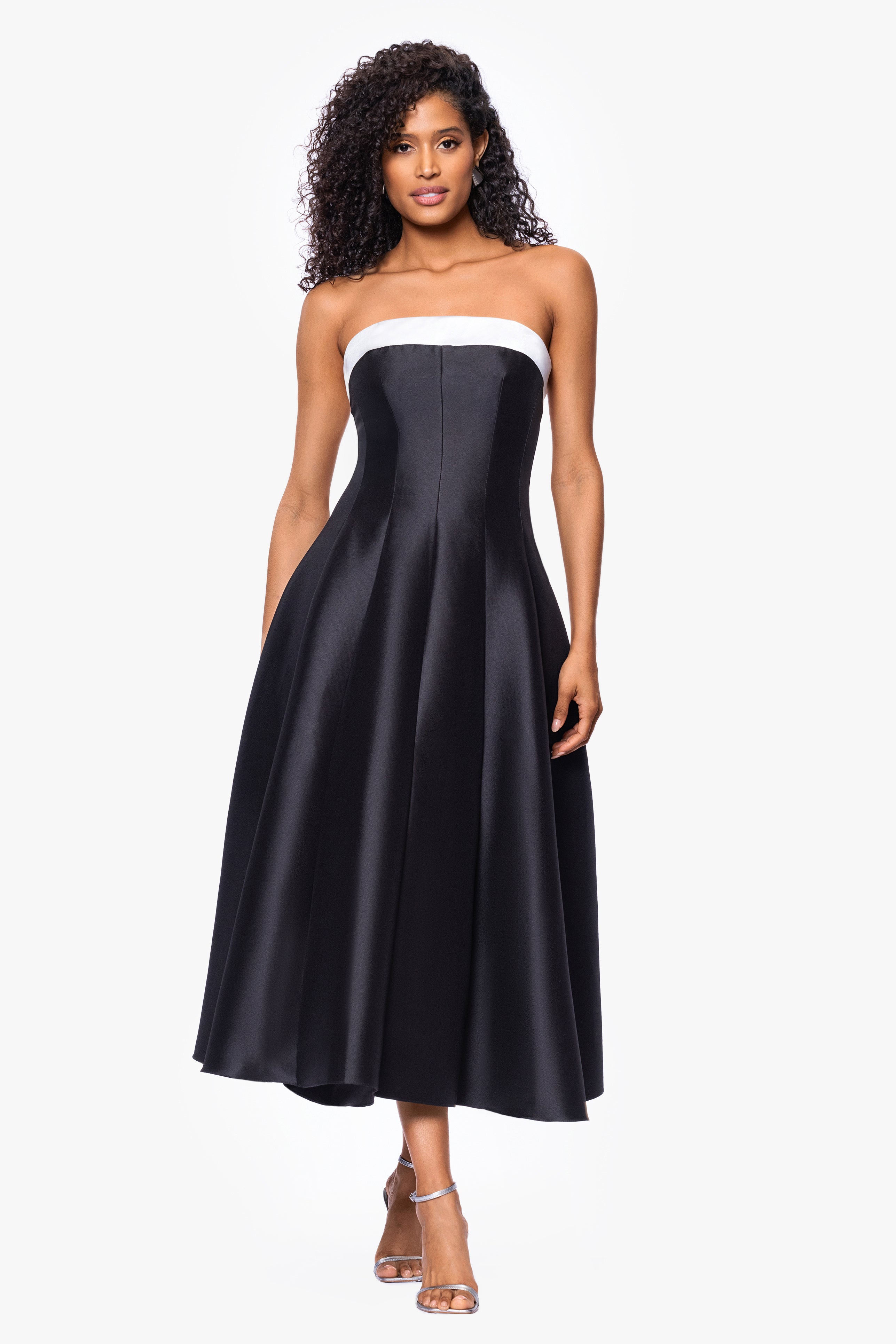 "Kate" Long Mikado Satin Strapless Dress