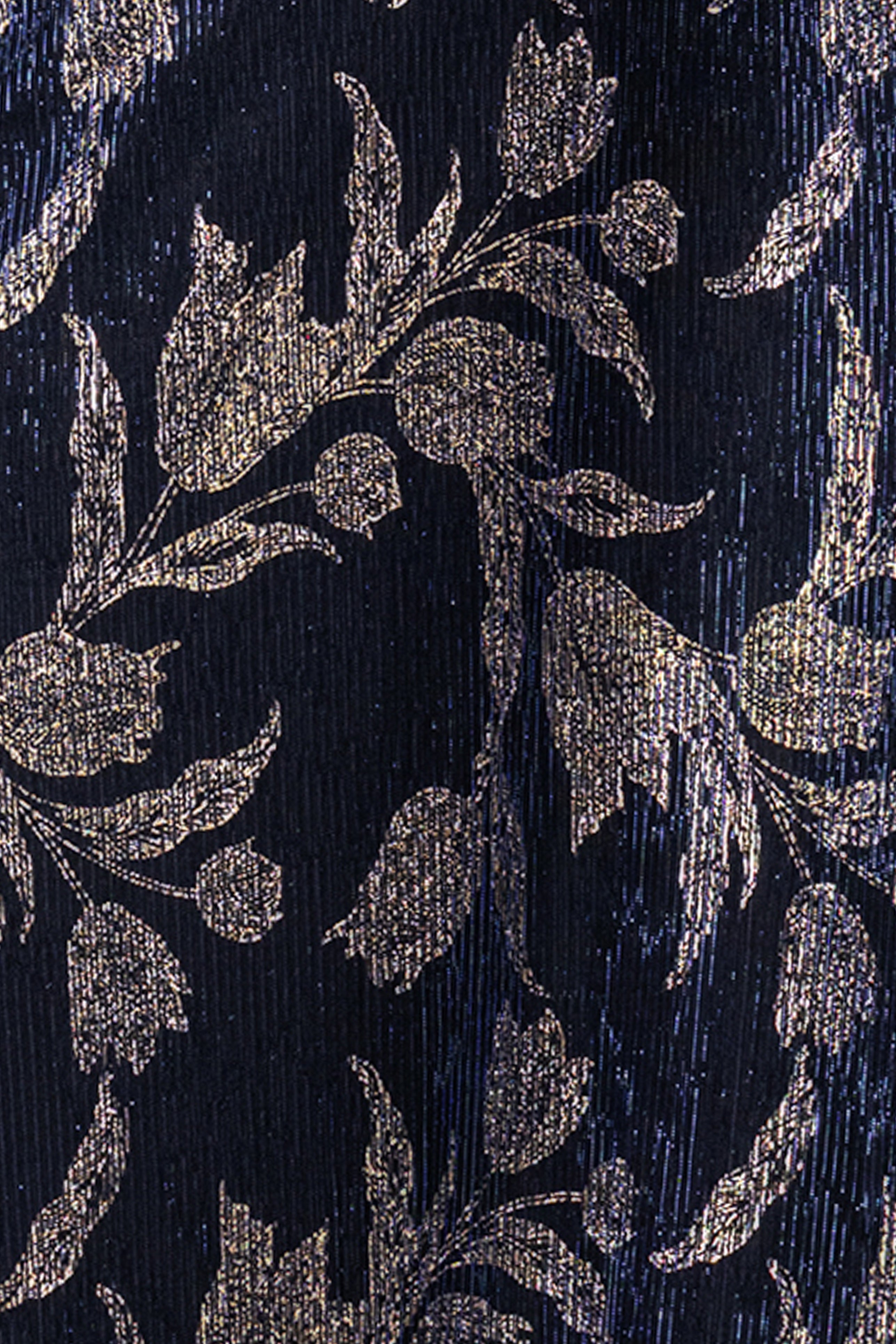 Plus "Elisabeth" Foil Print V-Neck Long Sleeve Floor Length Dress