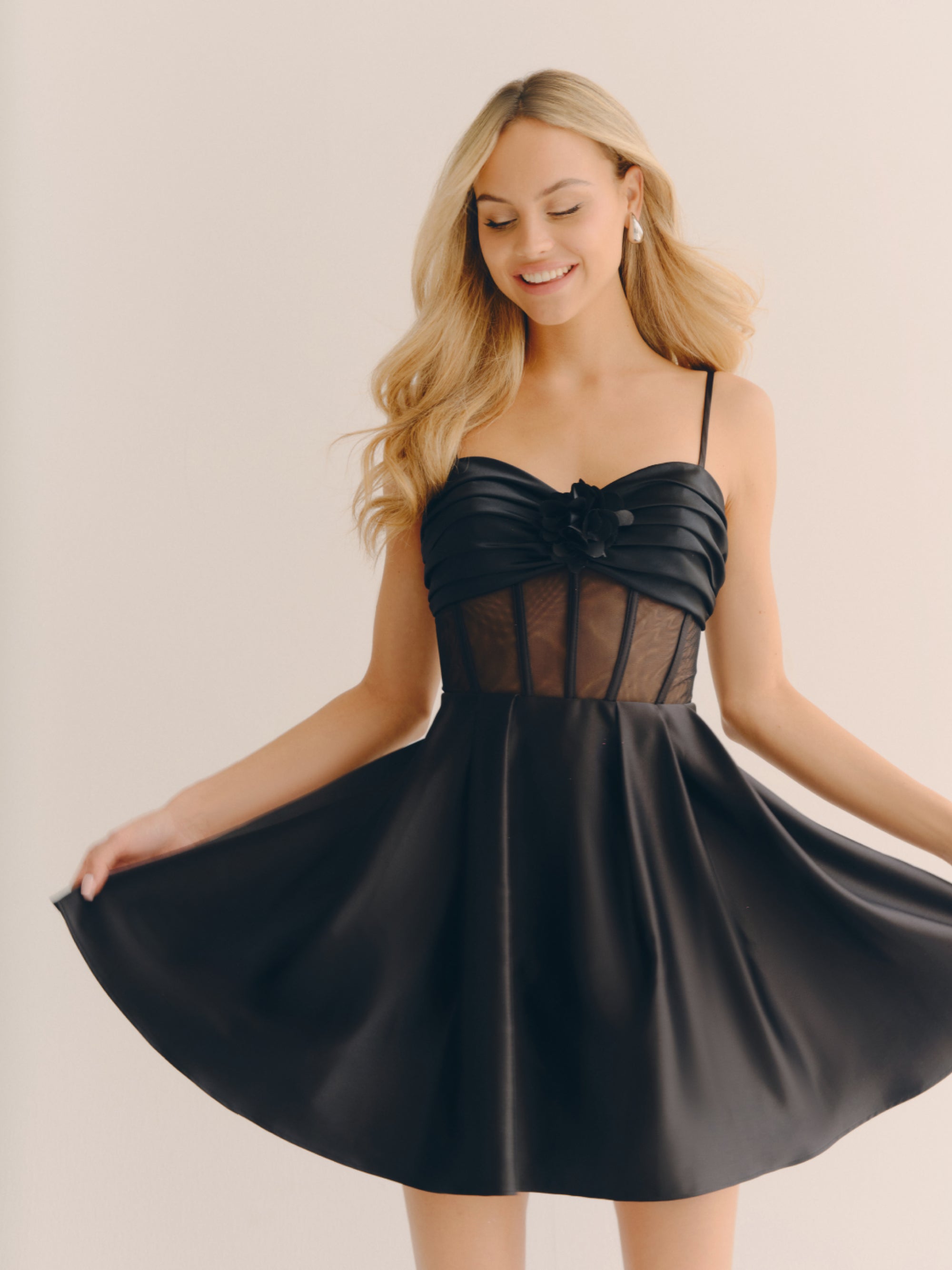 Blondie Nites "Justine" Short Illusion Corset Satin Party Dress