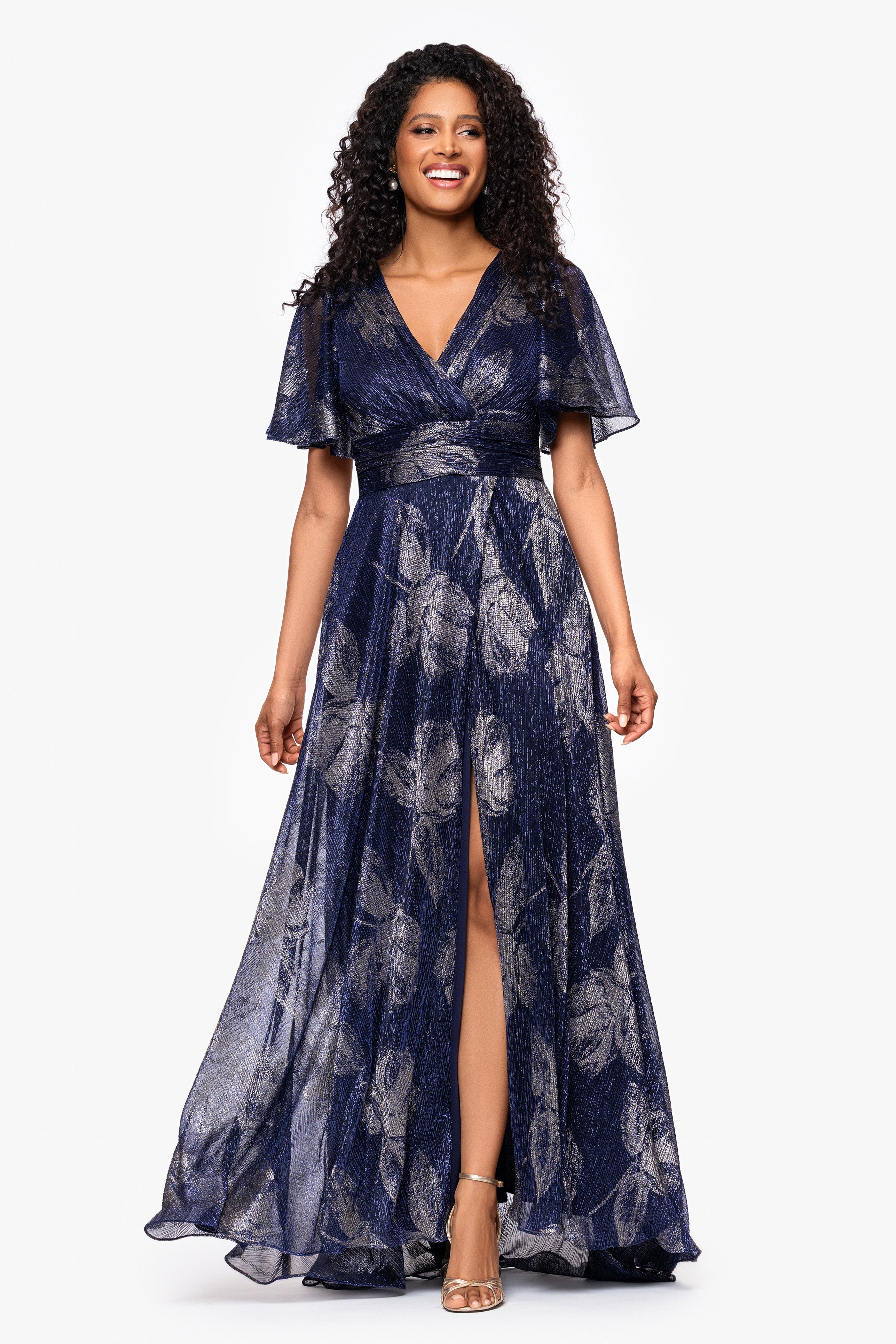 "Chloe" Long Short Sleeve Print Dress