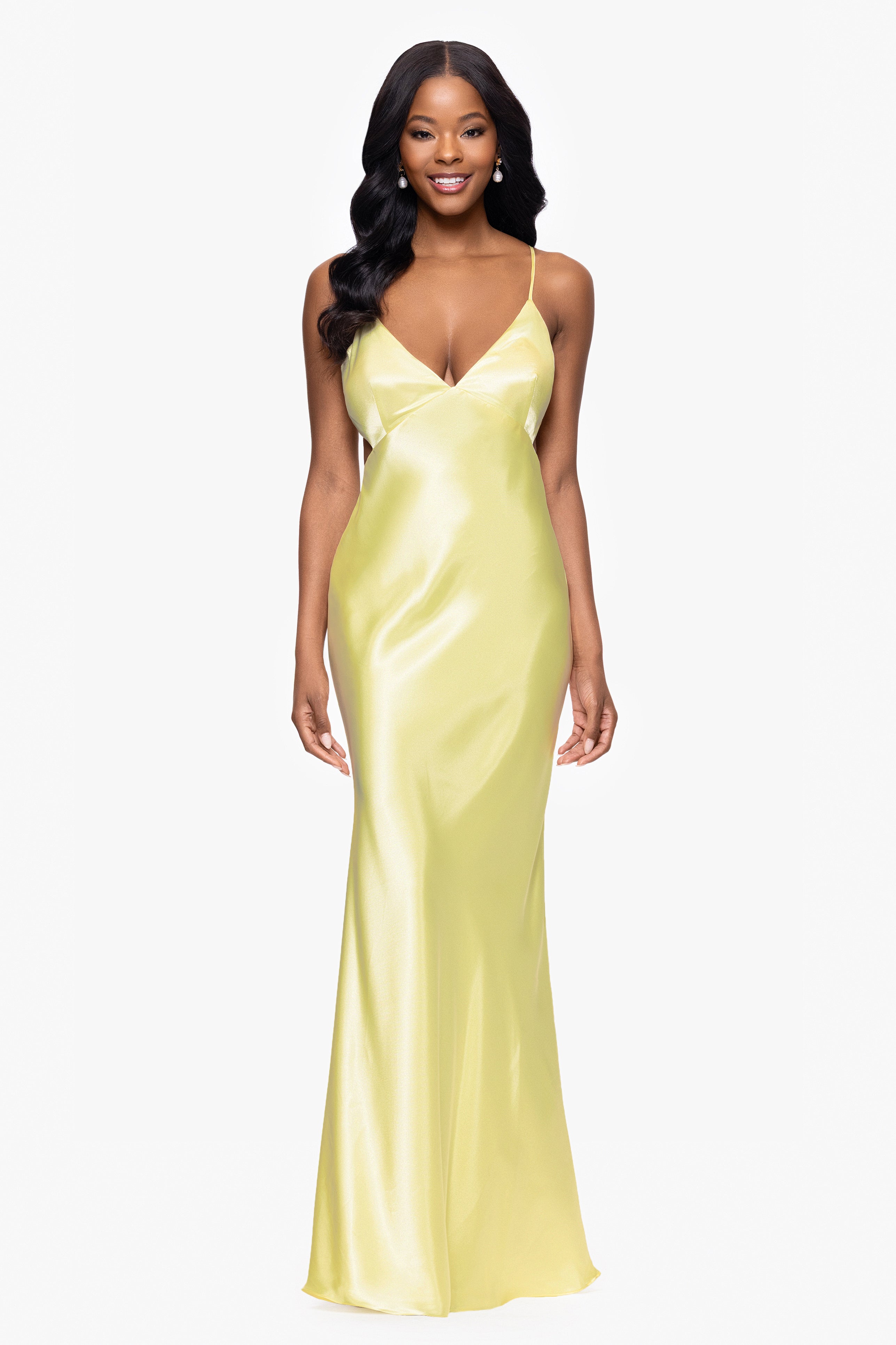 "Grace" Long Spaghetti Strap Tieback Dress
