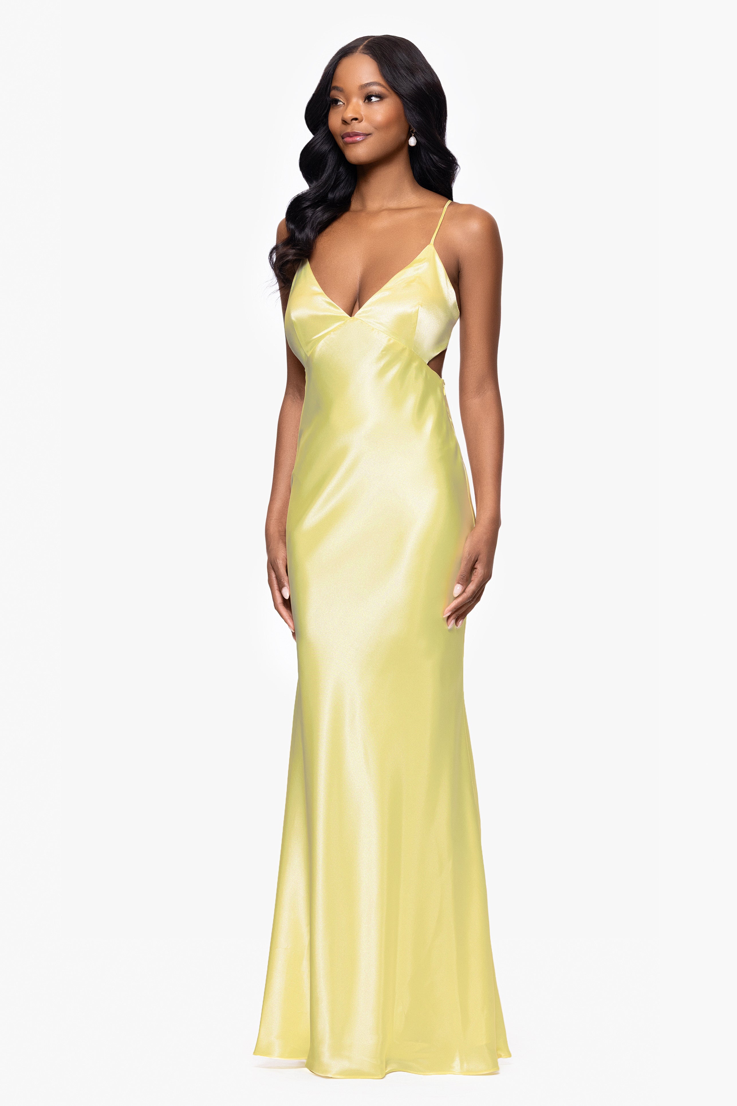 "Grace" Long Spaghetti Strap Tieback Dress