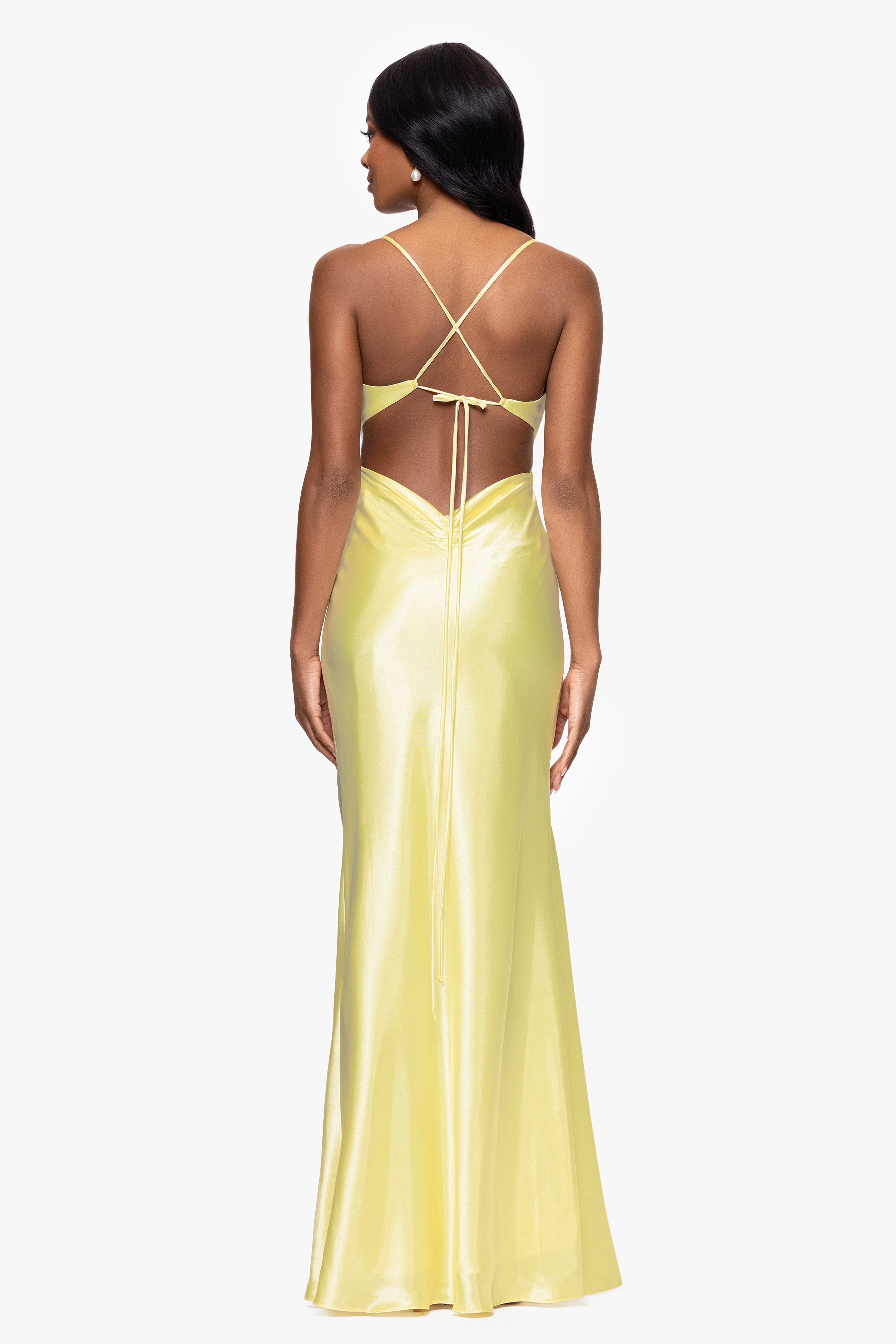 "Grace" Long Spaghetti Strap Tieback Dress