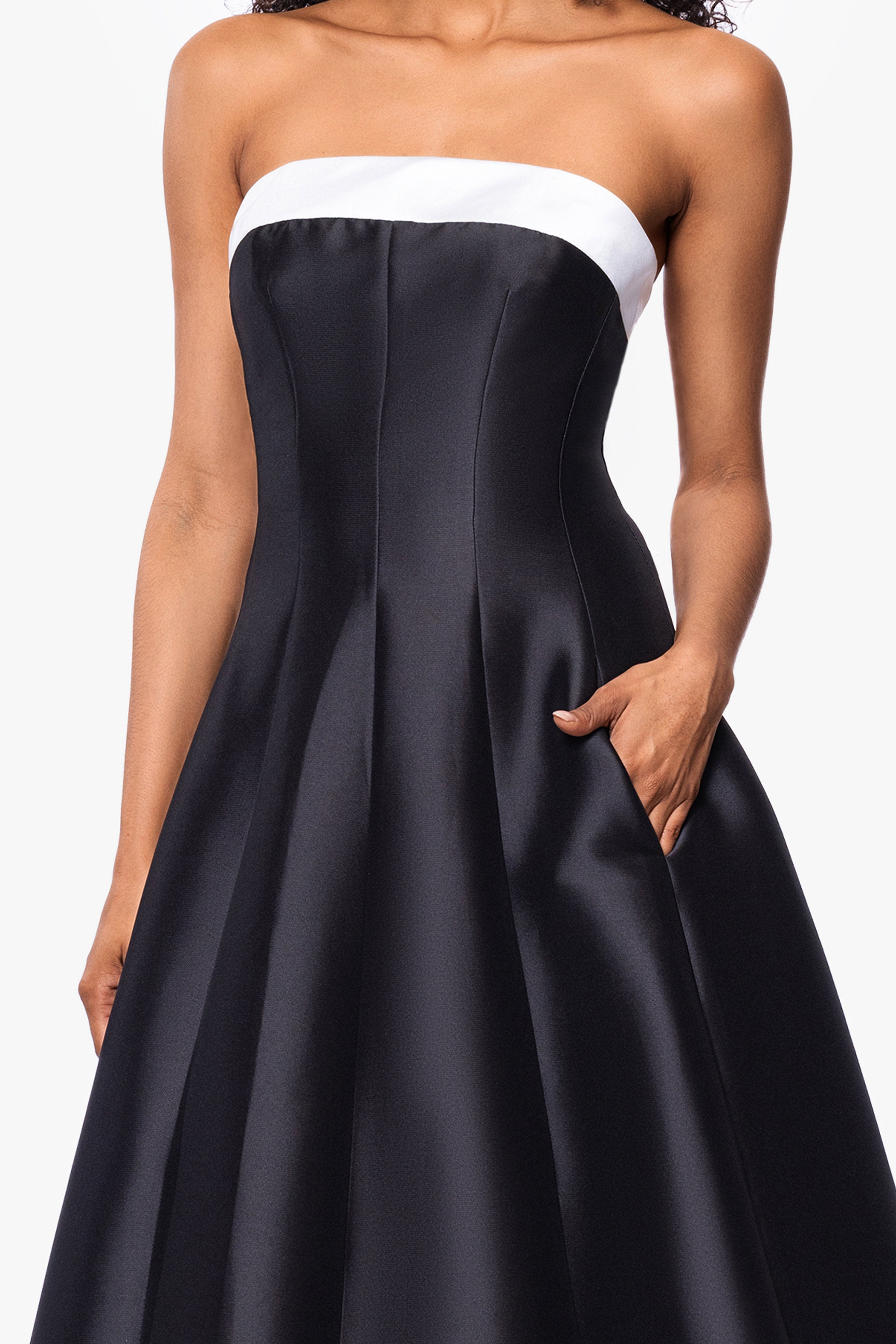 "Kate" Long Mikado Satin Strapless Dress