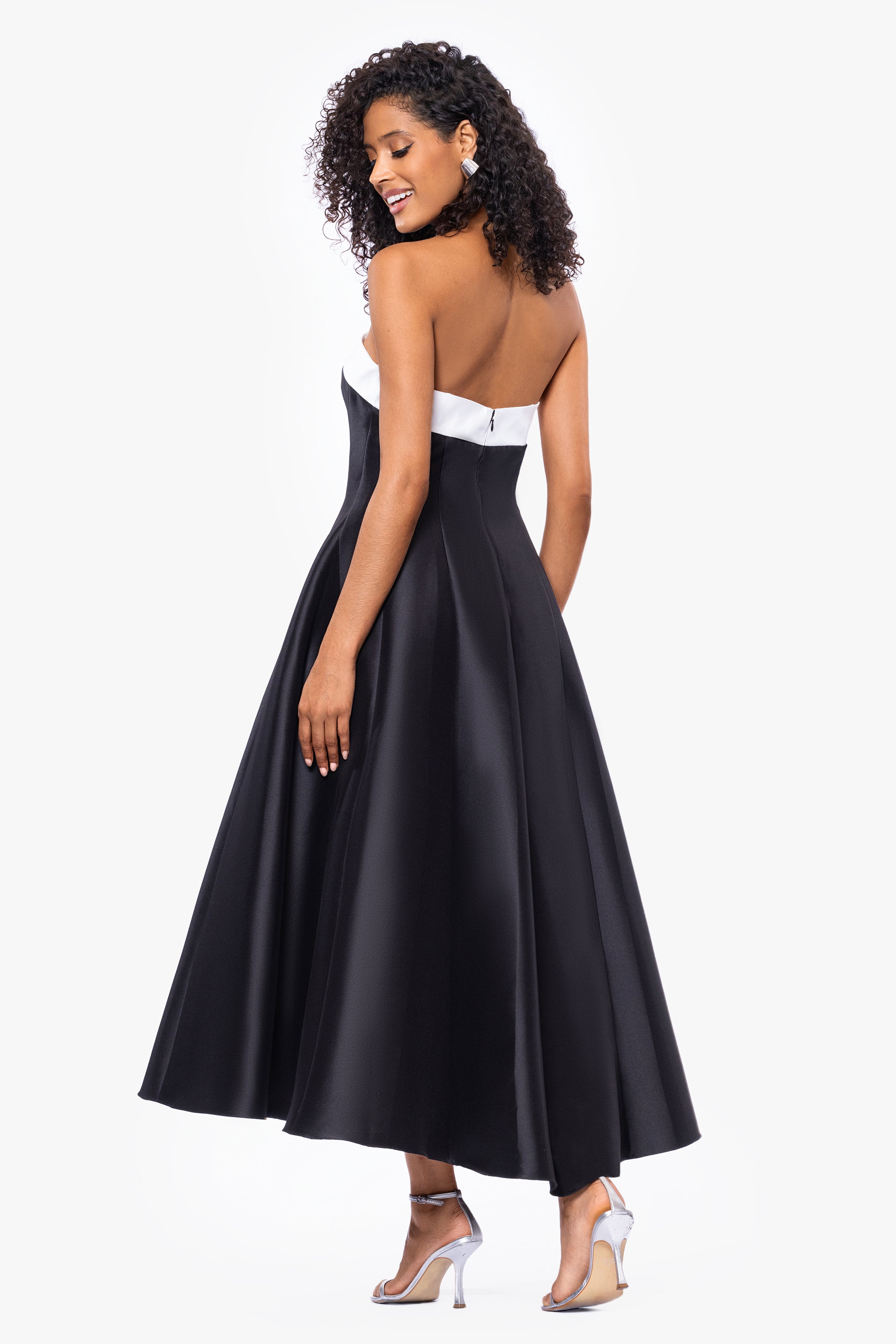 "Kate" Long Mikado Satin Strapless Dress