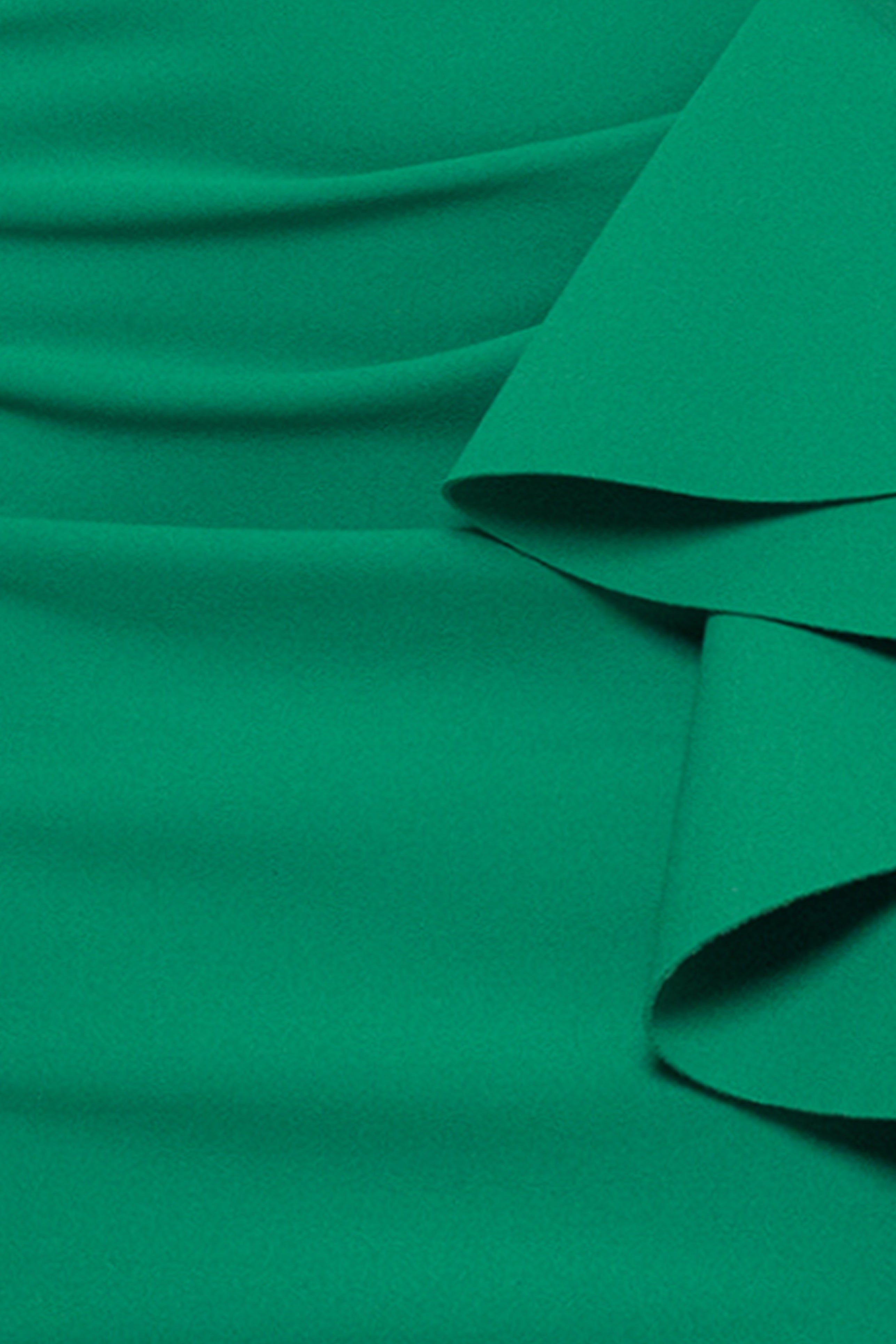 "Kourtney" Scuba Crepe Off the Shoulder Ruffle Midi Dress