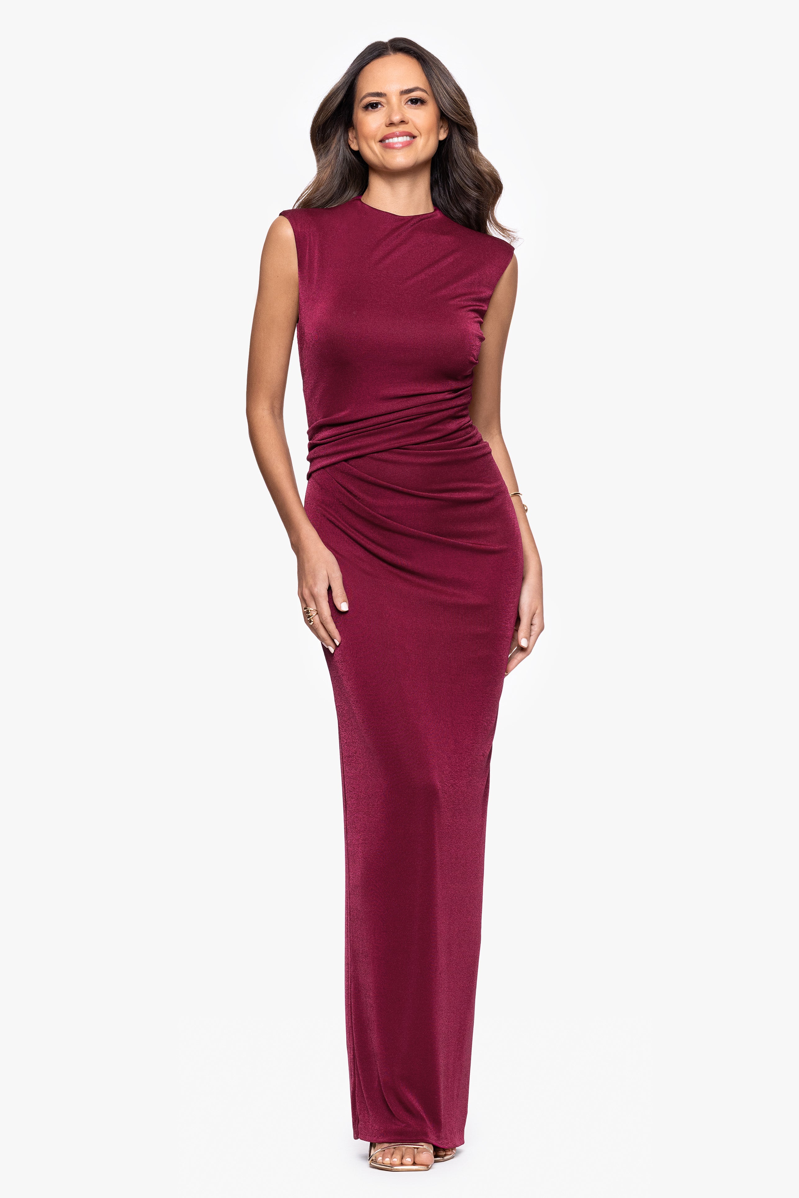 "Alondria" Novelty Knit Side Cutout Sleeveless Floor Length Dress