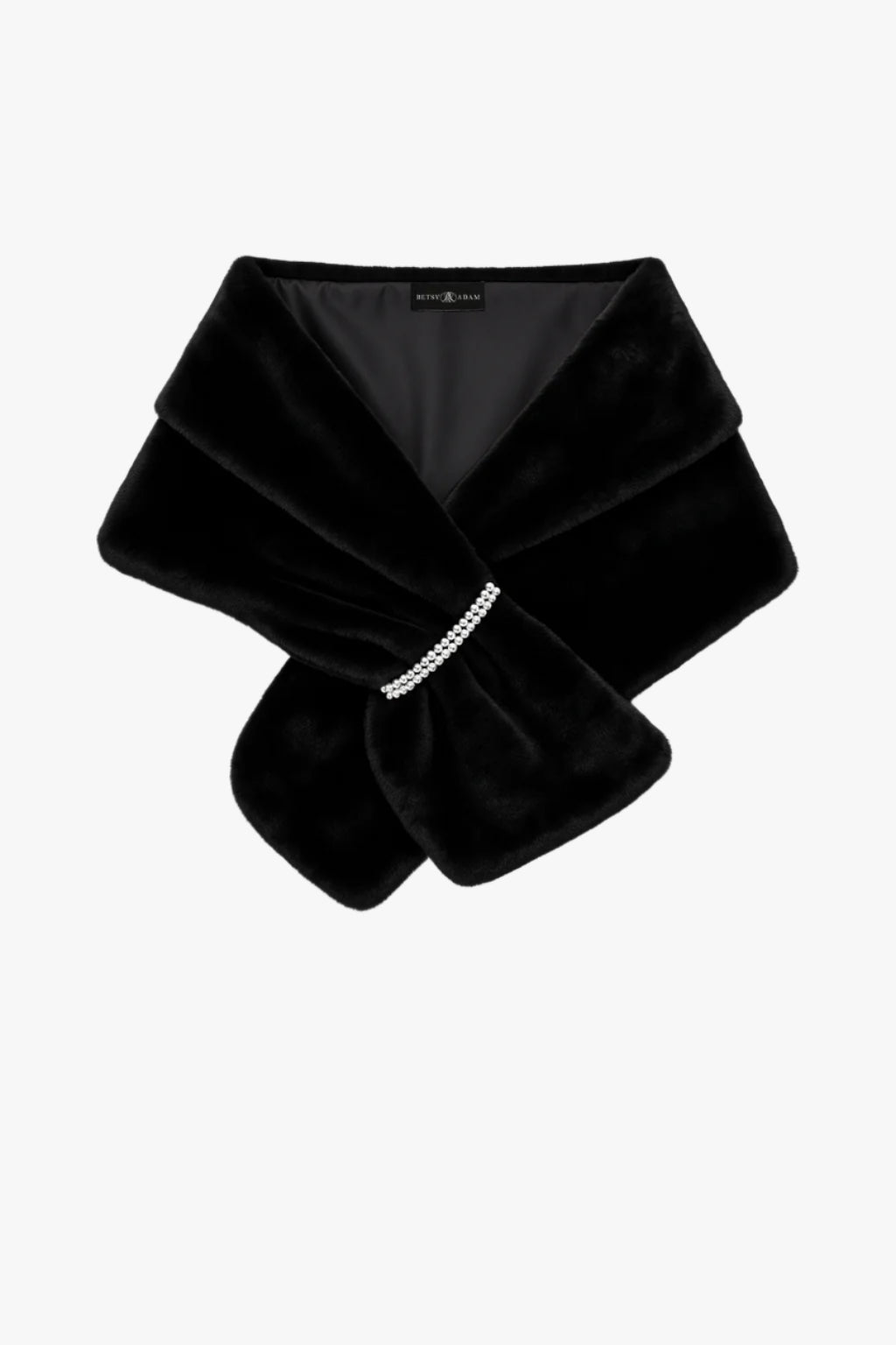"Betty" Faux Fur Pearl Trim Shawl Wrap